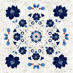 Blue flowers marble background